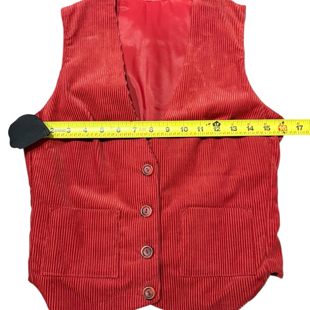 Vintage Laura Ashley Corduroy Skirt Vest Set Brick Red 10 - Picture 9 of 11